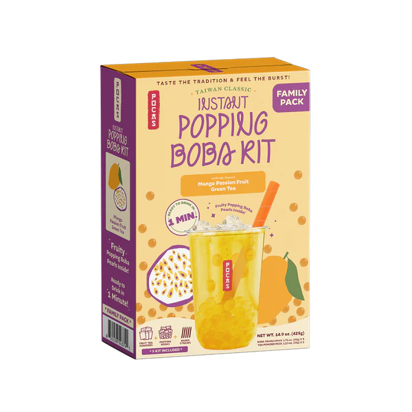 POCAS Popping Boba DIY Kit - Mango Passion Fruit Green Tea (5 packs) 425g