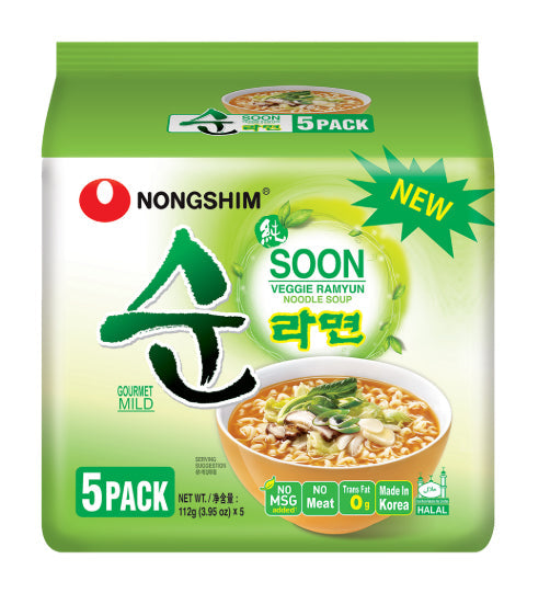 Nongshim Soon Veggie Ramyun Noodle Soup 5 x 112g