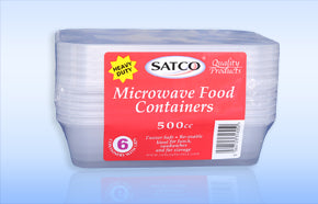 Microwave Food Container 500cc (6 containers with lids)