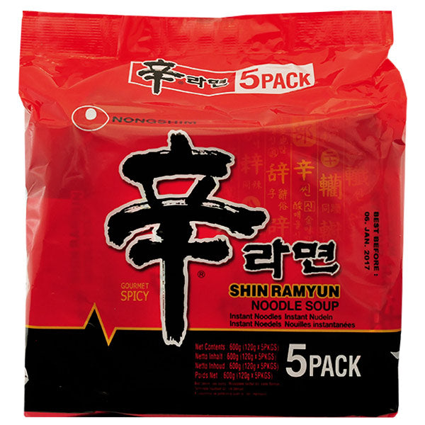 Nongshim Shin Ramyun Noodle Soup Gourmet Spicy 5x120g
