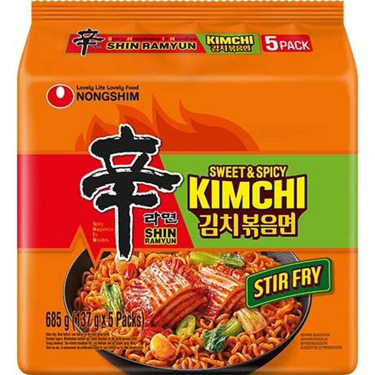 Nongshim Kimchi Ramyun Stir fry Sweet & Spicy 5 x 120g