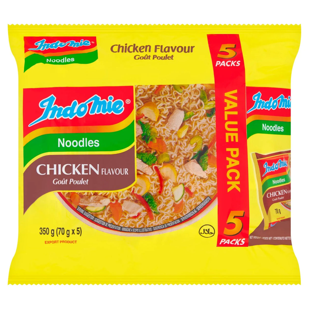 Indomie Instant Noodles KAD Chicken Flavour Value Pack (5 x 70g)