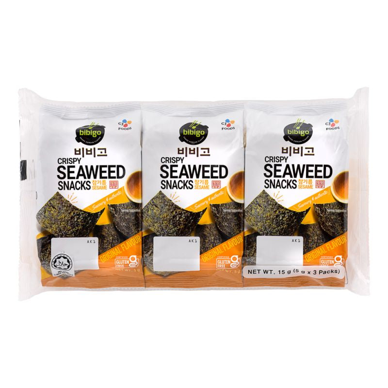 Bibigo Savoury Roasted Korean-Style Seaseme Seasoned Seaweed (4.5g x 3pcs)