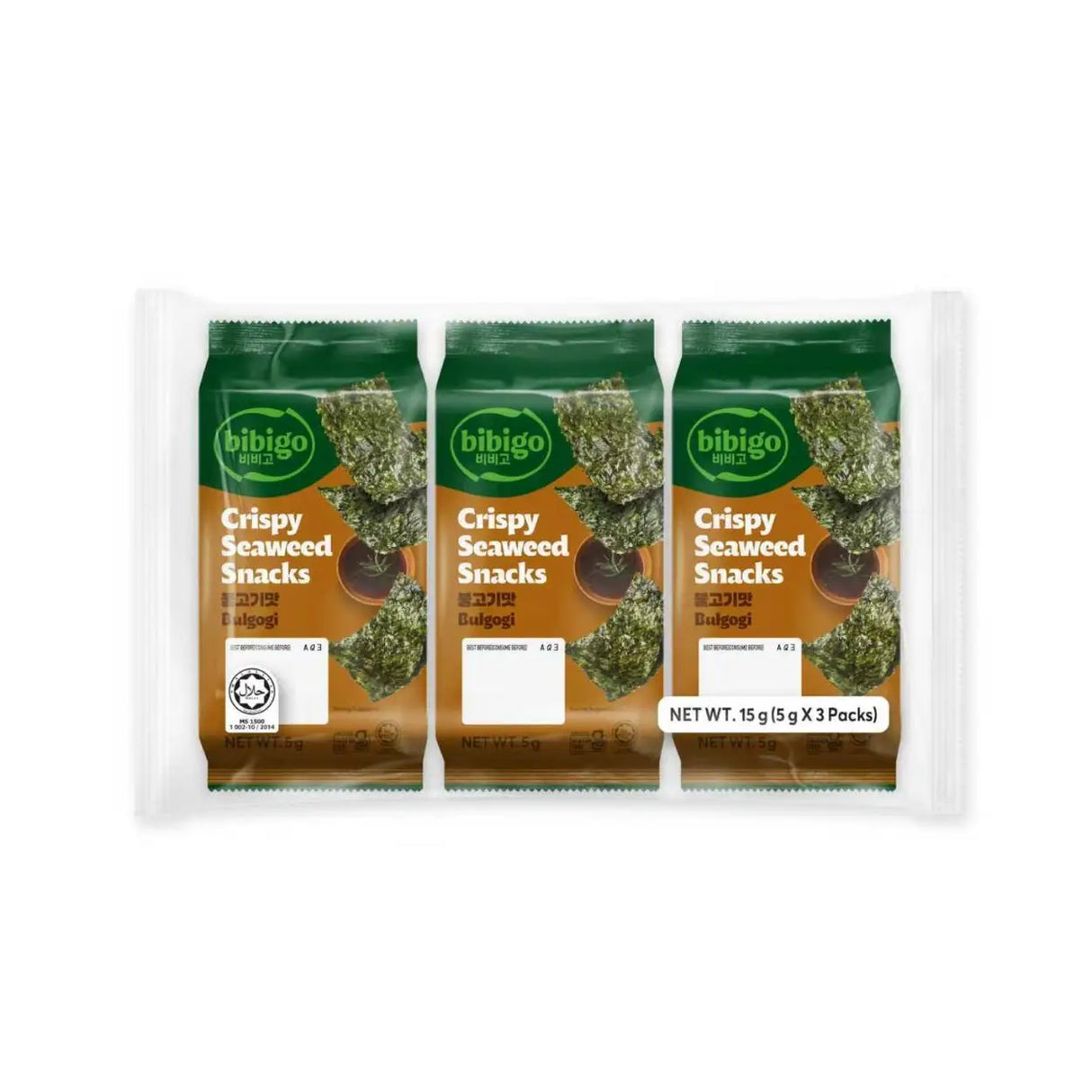 Bibigo Savoury Roasted Korean-Style BBQ Seasoned Seaweed (4.5g x 3pcs)