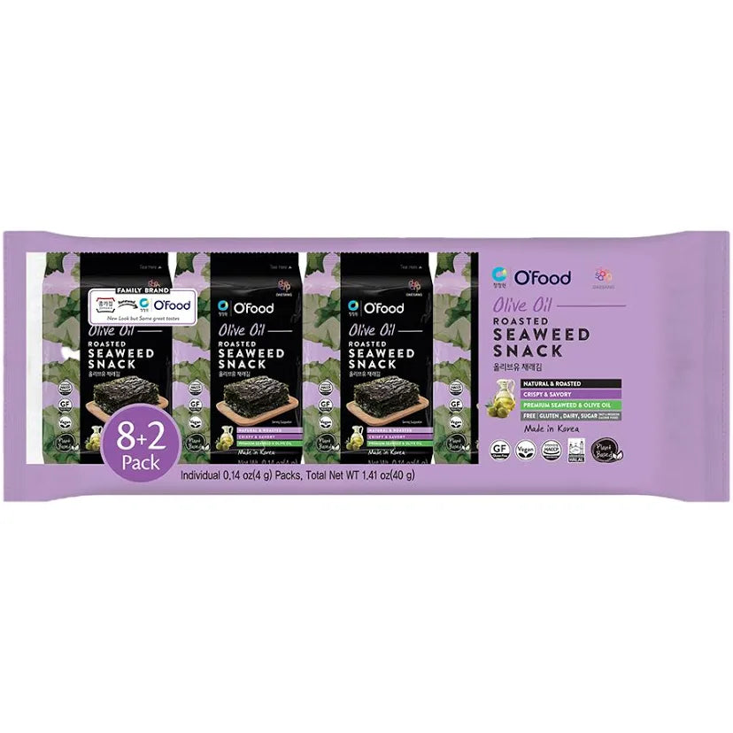 O’food Olive oil Roasted Seaweed snack 8 + 2 packs -40g