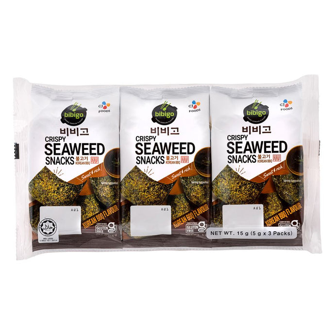 Bibigo Savoury Roasted Korean-Style BBQ Seasoned Seaweed (4.5g x 3pcs)