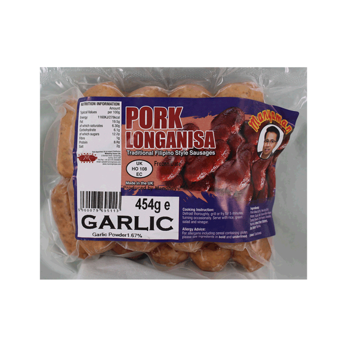 Mandhey's Manyaman Garlic Pork Longanisa - 454g [FROZEN]