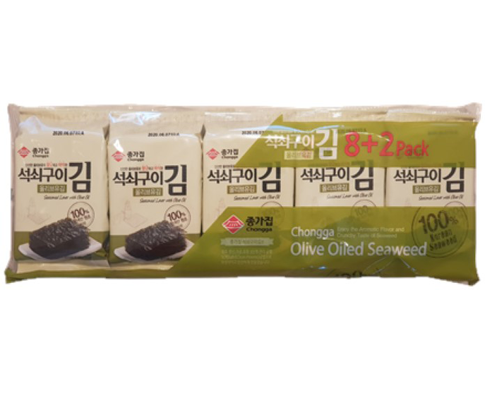 Chongga Grilled Seaweed (Olive Oil) 40g (8+2 pcks)