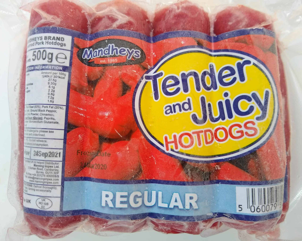Mandheys Tender & Juicy Hotdogs  500g
