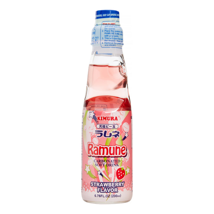 Kimura Ramune Strawberry Flavour Carbonated Drink 200ml